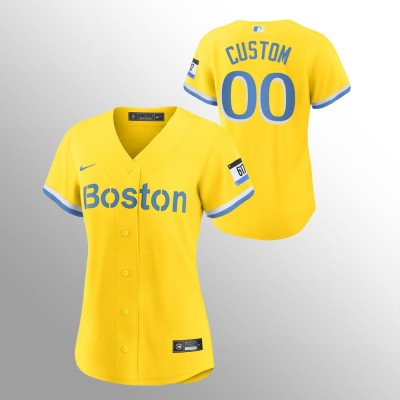Boston Red Sox Personalized Women's Nike 2021 City Connect Gold Fans Version MLB Jersey